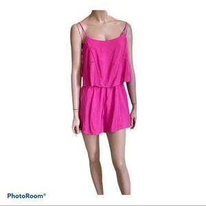 BCBGeneration hot pink Barbiecore Y2K  open back romper M
